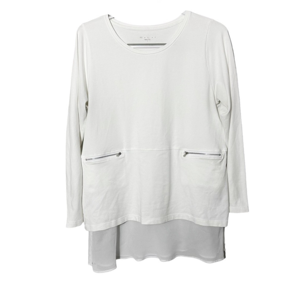 E.L.I White Pima Cotton Knit Sweatshirt Top